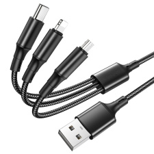 Кабель Borofone BX50 Кабель 3-in-1,Lightning+Micro USB+Type-C, Fresco.1 м Черный